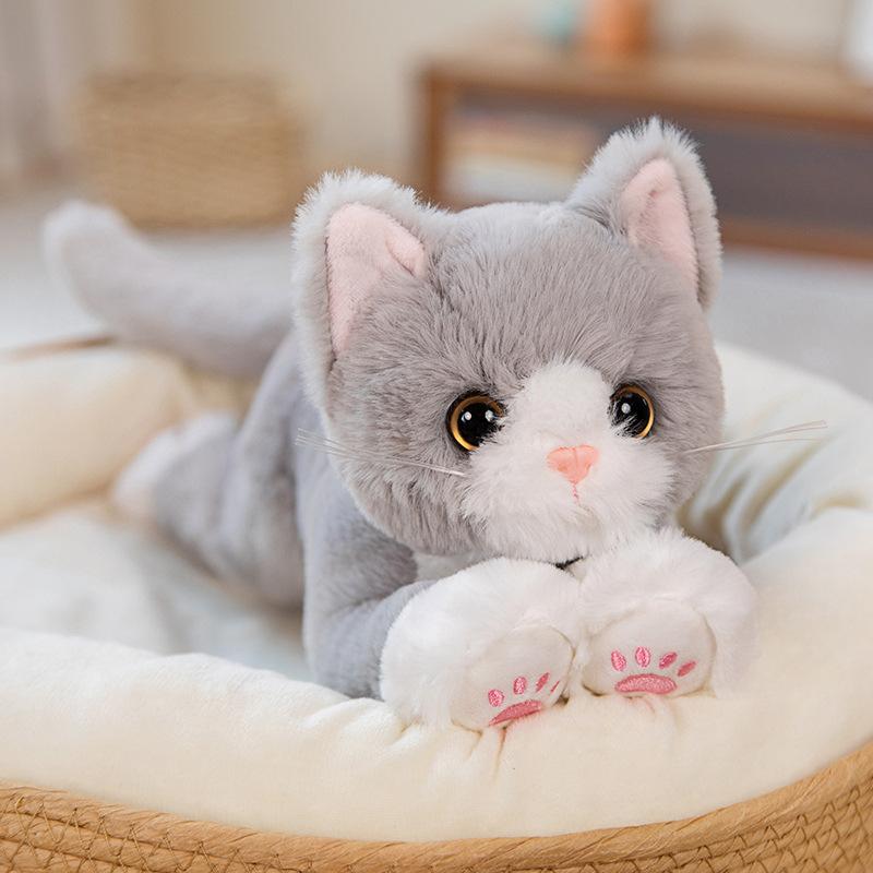 Simulation Cat Toy Cute Kitten Plush Doll Child Soothing Companion Pet Throw Pillow