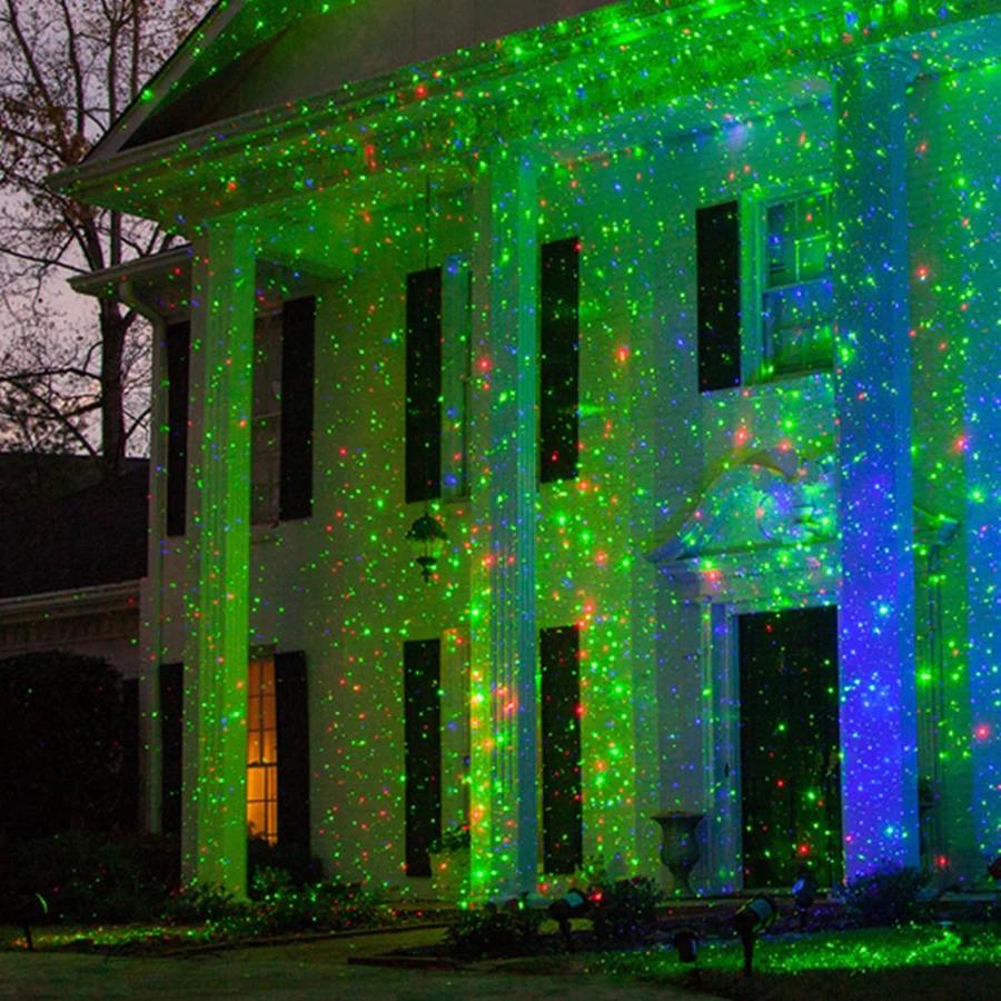 Moving Full Sky Star Laser Projector Lamp Outdoor Garden Landscape Lighting Red&Green Christmas Party LED Stage Light