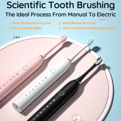 Cepillo de dientes eléctrico con 4 cabezales, 6 modos, temporizadores inteligentes, IPX7, resistente al agua, recargable por USB, 42000VPM, juego de cepillos de dientes para adultos