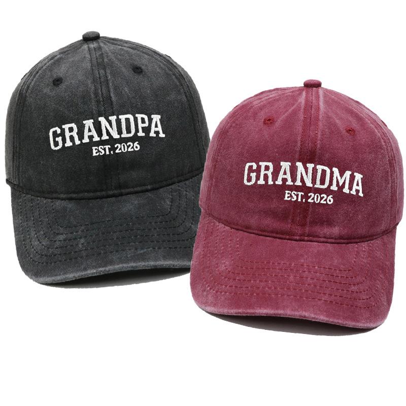 Hot Sale DAD MOM Embroidered Baseball Cap Washed Retro Male and Female Couples Casual Versatile Hat