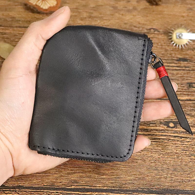 First Layer Cowhide Coin Purse, Women's Zipper Coin Purse, Hand Polished and Used Vegetable Tanned Leather Coin Purse
