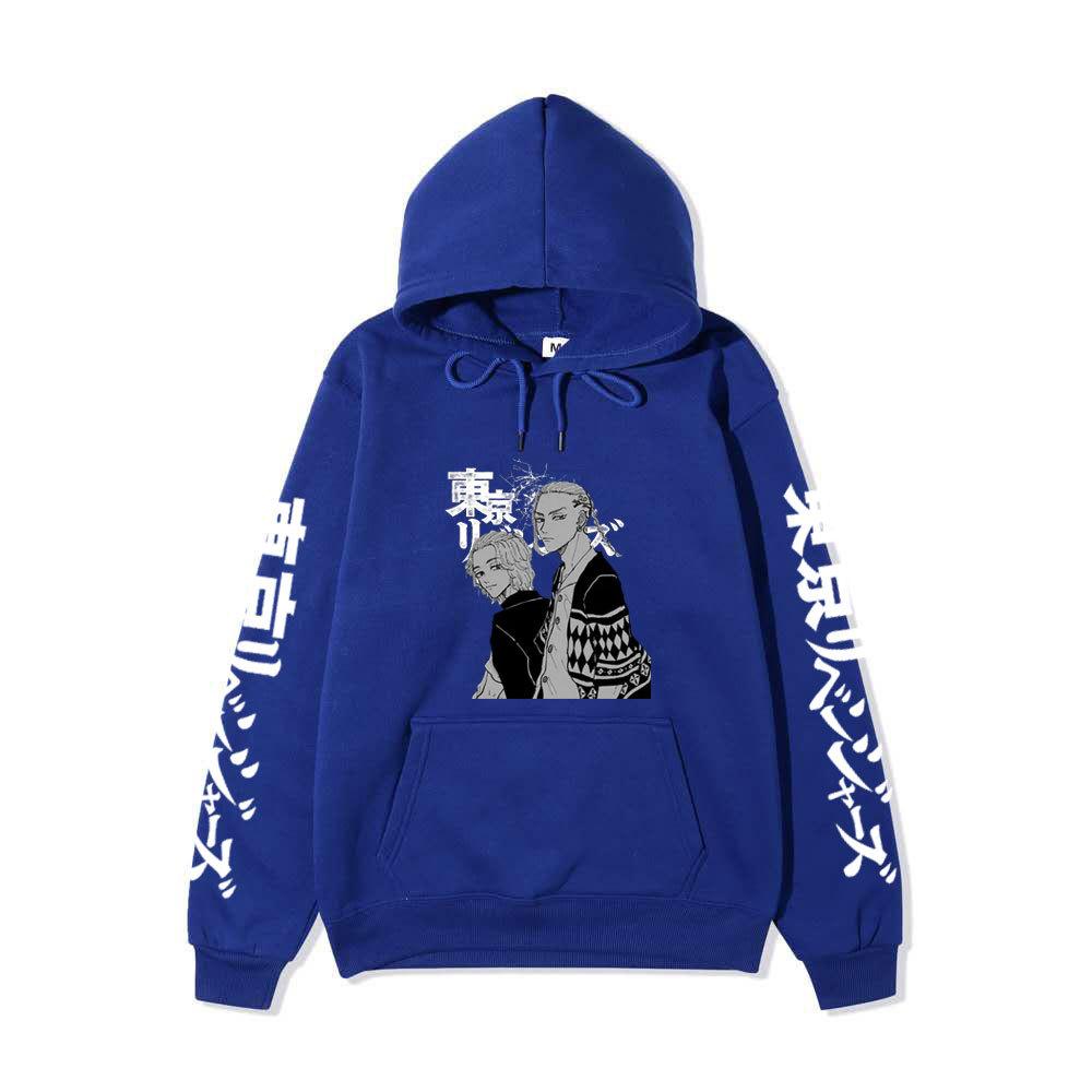 Tokyo Revengers Two Characters Unisex Fleece Hoodie Autumn Winter Black White Manga Print Long Sleeve Anime Pullover Sweatshirt