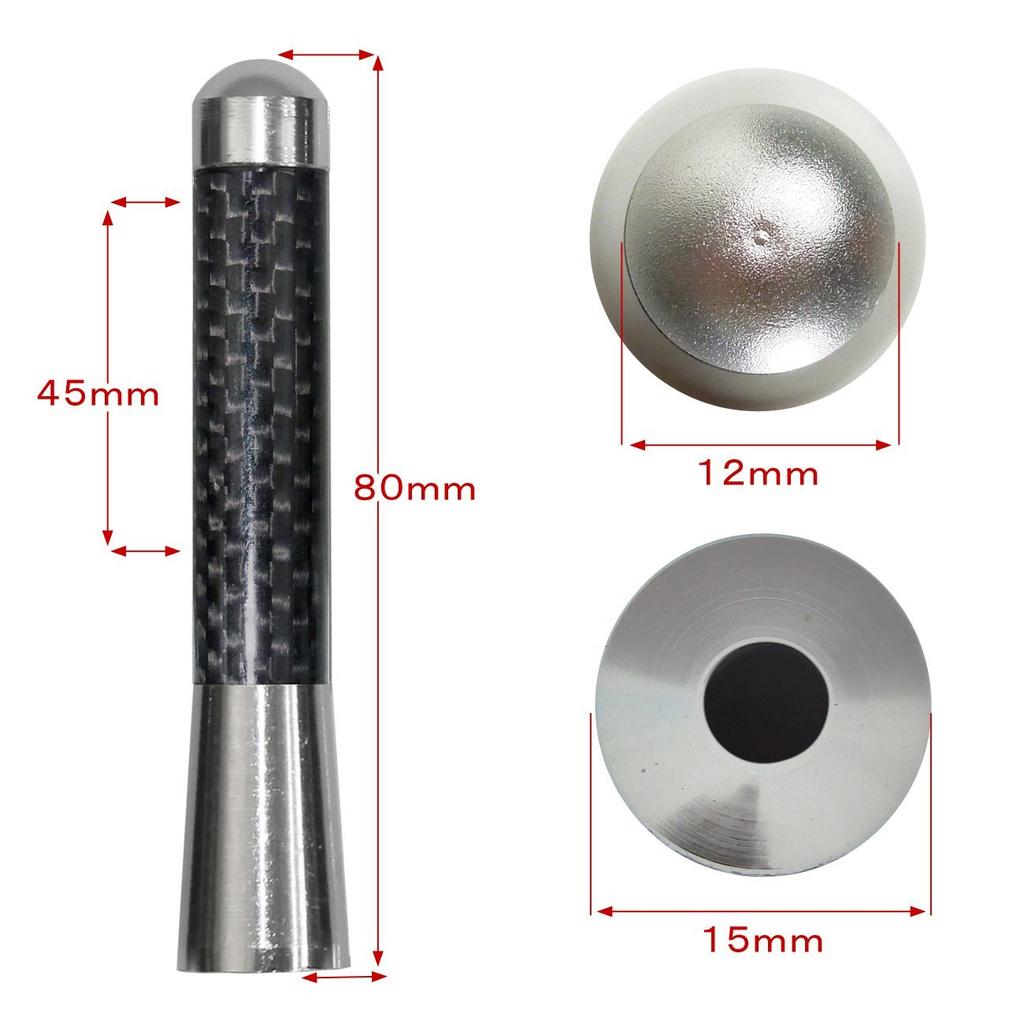 N-BOX JF3 JF4 Custom Kort Antenn Bil Kolfiberantenn Honda Silver 3,1 tum (8 cm)