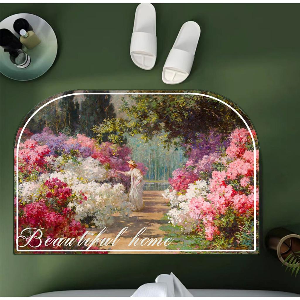 Oil Painting Wind Mat Absorbent Mat Cushioned Bathroom Foot Mat Bathroom Toilet Non-slip Absorbent Mat Carpet Door Mat Entry