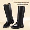 Men's Genuine Leather Equestrian Riding Boots with Zipper - Over-the-Knee Spring & Autumn Style