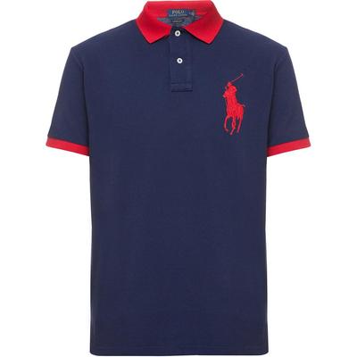 Polo Logo Bestickt Vertikale Knopfleiste Straight Fit Kurzarm Poloshirt Herren Poloshirts Blau 710752866-001