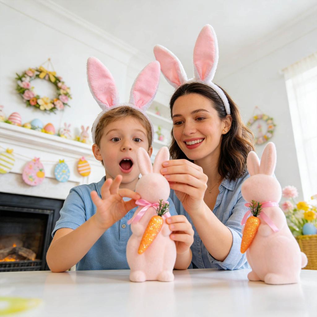 Velvet Easter Decoration, Spring Table Decoration, Central Display Item (indoor), Easter Family Party Decoration.