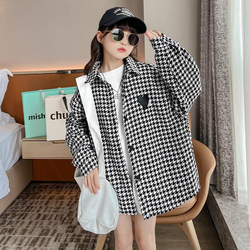 Children's Jacket Spring and Autumn Korean Version of Girls Plaid Long-sleeved Windbreaker Children's Shirt Jacket