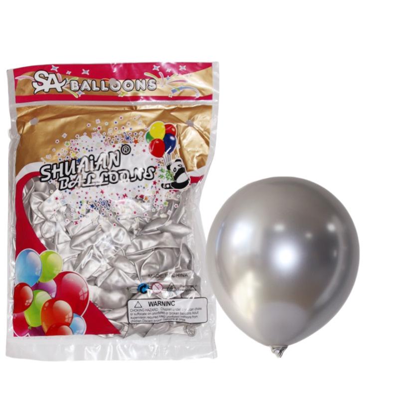 Shuai An Metallic Chrome Balloons: Gold, Silver, Blue, Green, Purple - 5", 10", 18", 36" Round Latex Party Decorations