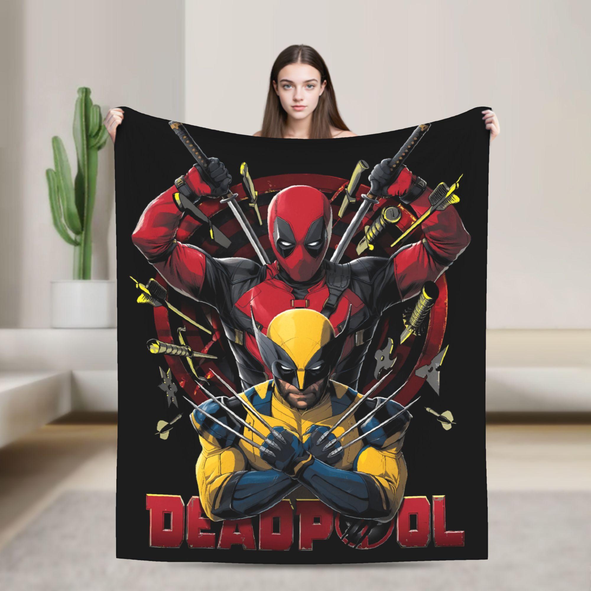 

Deadpools & Wolverines Plush Blankets Children Flannel Throw Blanket For Couch Chair Sofa Bed Soft Warm Quality Bedspread 75cmx90cm чёрный