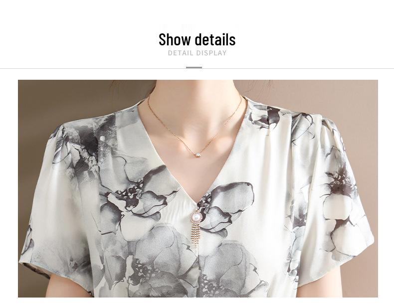 Elegant Floral Chiffon Midi Dress - Summer 2026 Style for Middle-Aged & Elderly Women