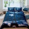 Seawater Bright Moon At Sea Starry Night Sky Galaxy Summer Hawaiian Holiday Comforter Cover,Deep Ocean Duvet Cover,Bedding Set