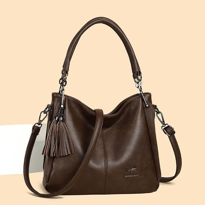 Hochwertige Damen Umhängetasche aus weichem Leder, Retro-Arbeitstasche, Schultertasche, Elegante Tasche mit großem Fassungsvermögen