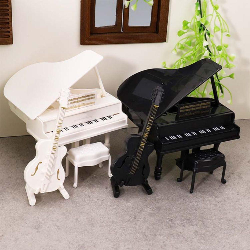 Furniture Figurines Simulated Piano Model Miniature Simulated Guitar  Birthday Gift