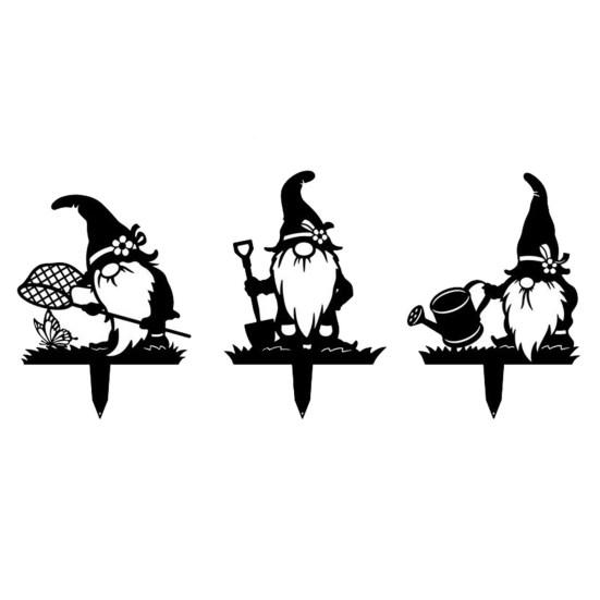 Gnome Shape Garden Stake Landscaping Iron Outdoor Yard Sign for Park