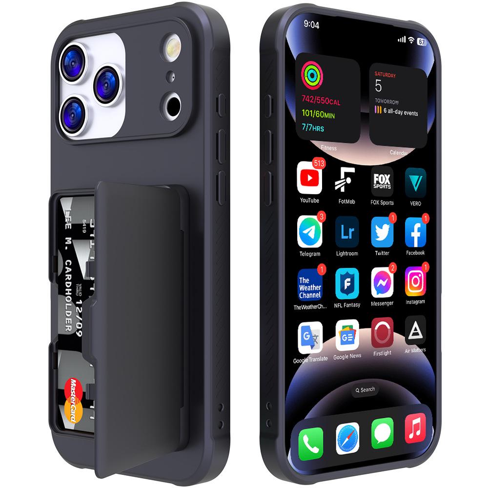 Apple 17 Pro Max Anti-Drop Mirror Stand Case with Side-Opening Card Holder