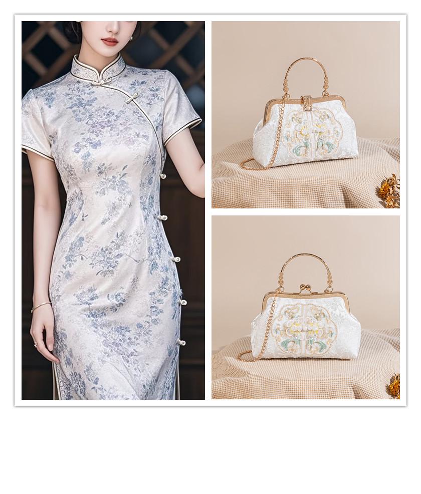 Elegante Hanfu-Tasche: Bestickter Cheongsam-Stil mit Froschknopf-Kissenschloss