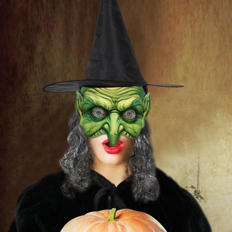 Halloween Witch Mask Cosplay Wizard Hat Witch Hat Women Men Unisex Witch Costume Pointed Hat Party Hat Festival Headwear