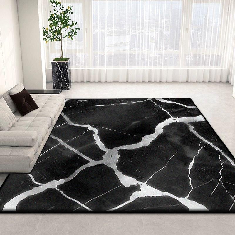 Nordický luxusní domácí koberec do obývacího pokoje Pratelný Černobílý Mramorový Koberec pod Pohovku do Ložnice Dekorace Obývací Pokoj Protiskluzová Podlahová Rohož