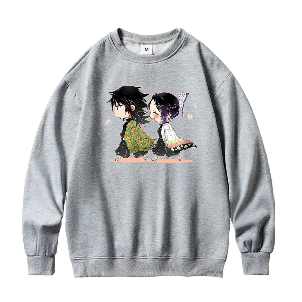 Demon Slayer Giyu Tomioka și Shinobu Kocho Hanorac cu imprimeu grafic Kimetsu No Yaiba Anime Hanorac pentru femei unisex