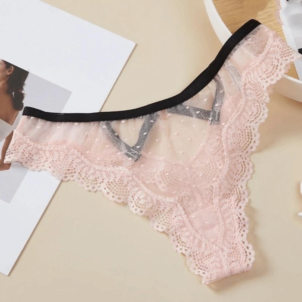 Thong Lace Panties Hollow Out Mesh Lace Briefs Sweet Underwear for Women Girl