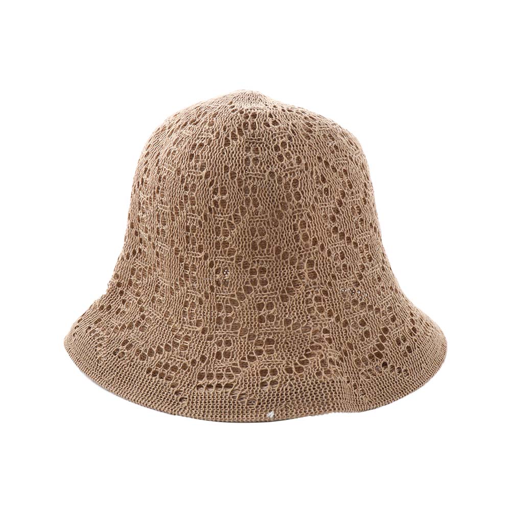 Korean Simple Linen Sun Protection Hollow Knitted Hat For Women Female Hats Bucket Hat Korean Style Caps Sun Hat