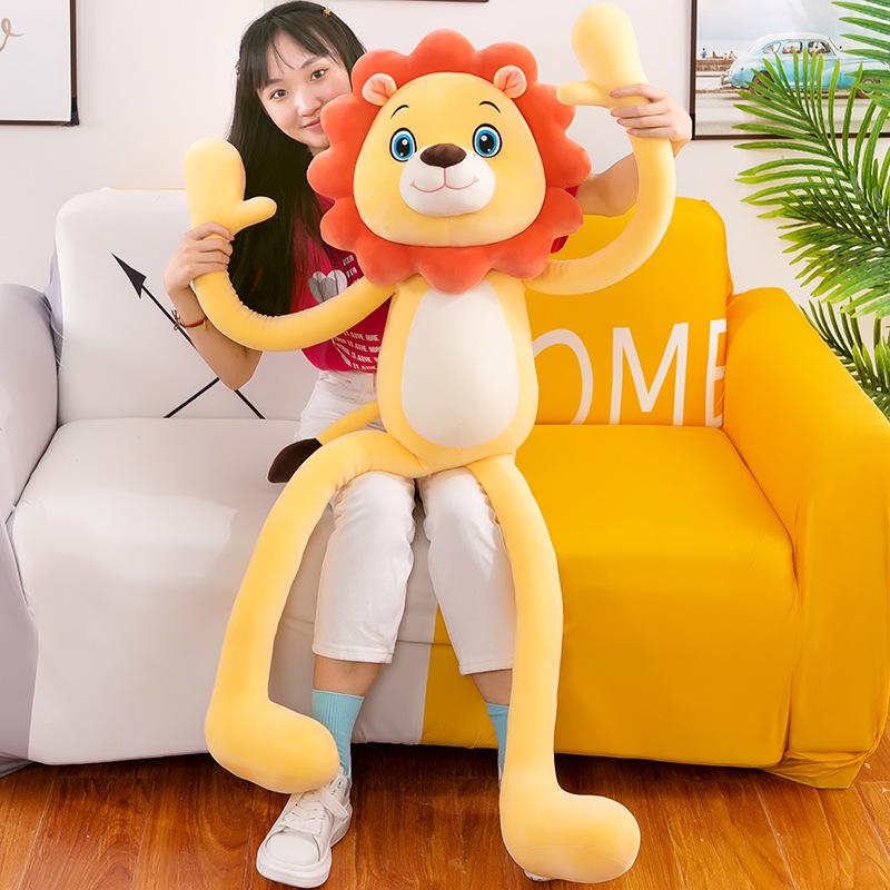 Long-Legged Forest Animal Plush Toy - Lion, Tiger, Monkey Pillow & Stuffed Doll Gift for Girls