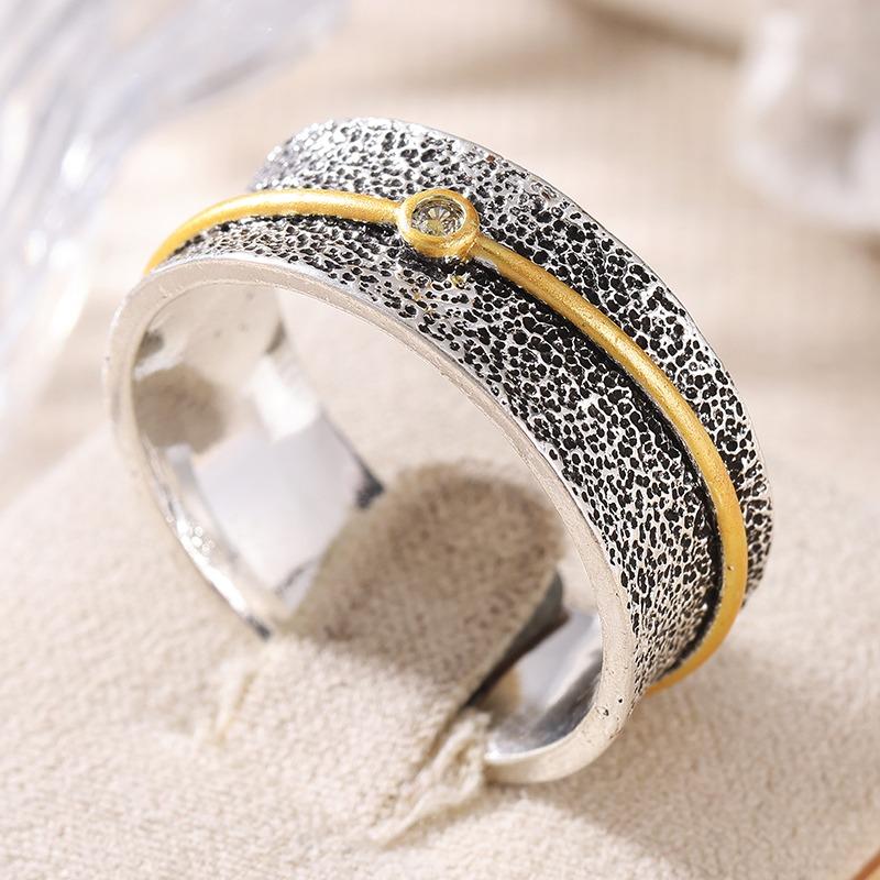 Vintage Inlaid White CZ Women's Ring Classic Two Color Geometry Daily Wear Party Jewelry Anniversary Gift
