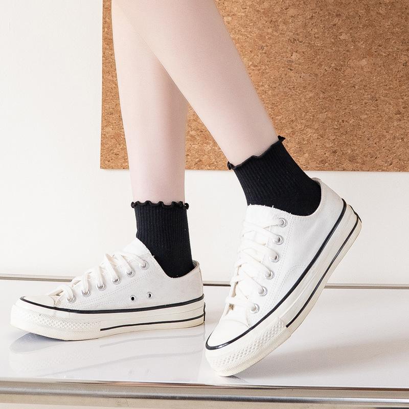 Socks With Ruffles NEW Spring And Summer Thin Style  Women's Socks Solar System Jk Cute Socks Ventilate Solid Color Casual Socks