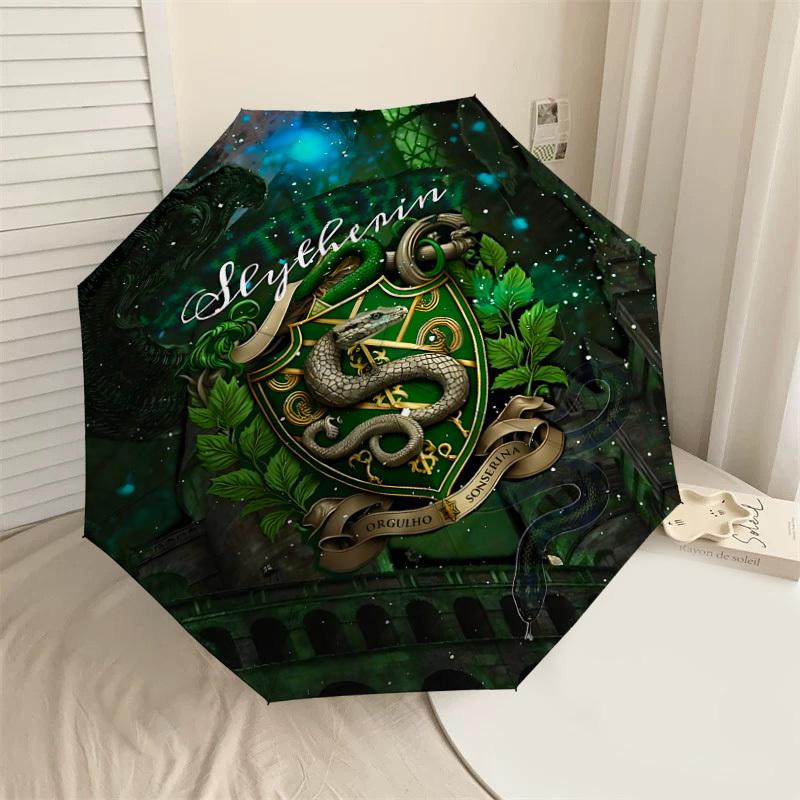 1PC Warner Slytherin Snake Automatic Open/Close Umbrella with Windproof, 17-Rib Sturdy Canopy, Durable Ribs1234A