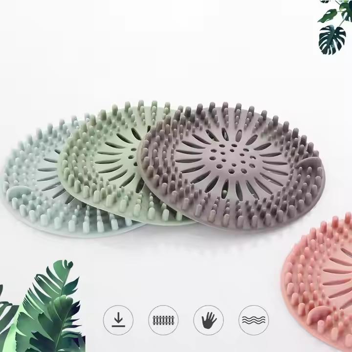 Durable Silicone Bathtub Hair Stopper Hair Catcher Filter Screen Shower Floor Drain Covers Protector Eco-Friendly Anti-Corrosion