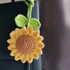 1PC Handcrafted Crochet Sunflower Charm Rustic Car Mirror Hanger Bag Pendant Accessory for Women