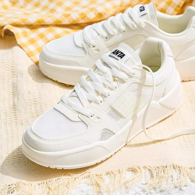 Anta Comfortable Simple Durable Lightweight Low-Top Skate Shoes Women Sneaker White 122428013-2
