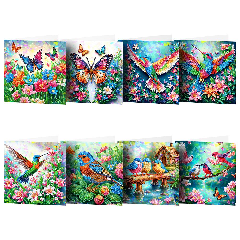 8Pcs Flower Envelope DIY Diamond Painting Card Diamond Daily Wish Card Diamond Painting Greeting Card for Family Friends Gift
