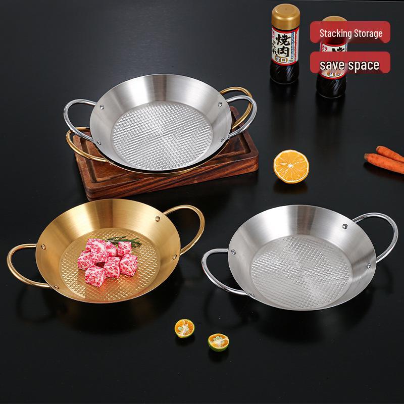 Stainless Steel Double Ear Flat Bottom Plate for Seafood, Spicy Crayfish, Pasta, and Fried Chicken.