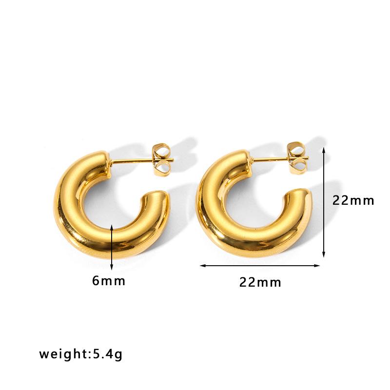 Gold Color Stainless Steel Hoop Earrings For Women Ear Drop Stud