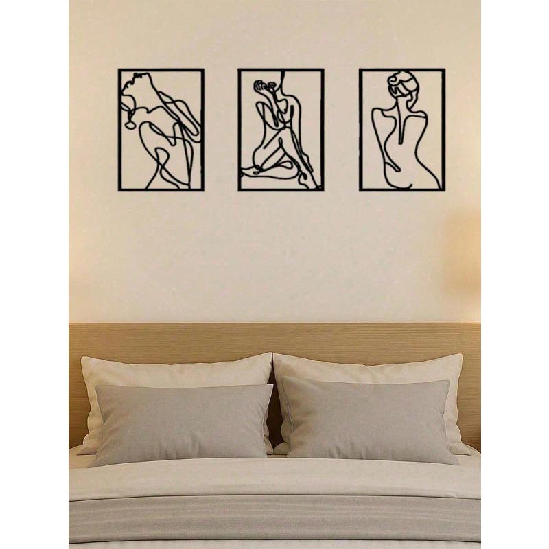 Abstract Line Art Metal Wall Sculpture Set Modern Minimalist Decor Living Room Bedroom Office Outdoor Boho Farmhouse