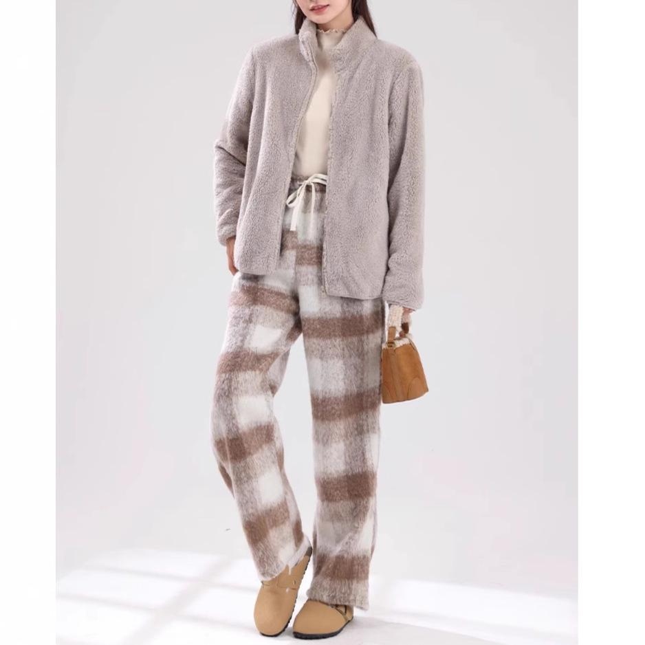 Women's 2026 Double-Sided Fleece Jacket: Grey, Warm Stand Collar, Trendy Autumn/Winter Outerwear