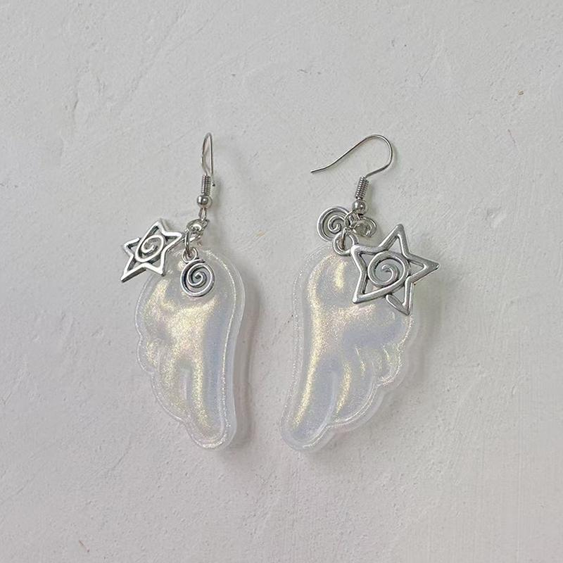 Y2K Angel Wings Earrings For Women Resin Ear Clips Ear Hooks  Party Jewelry Gift