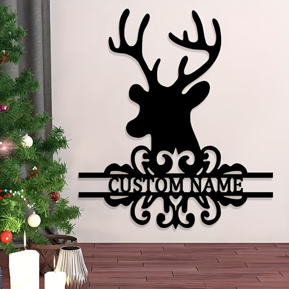 Metal Sign Moose Christmas Cartoon Wall Decor Durable Matte Finish