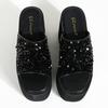 Fashion 13 Cm Super High Heel Black Bling Thick Slippers Women Fashion Non-slip Platform Sandals Summer Comfort Large Size Beach Sandals