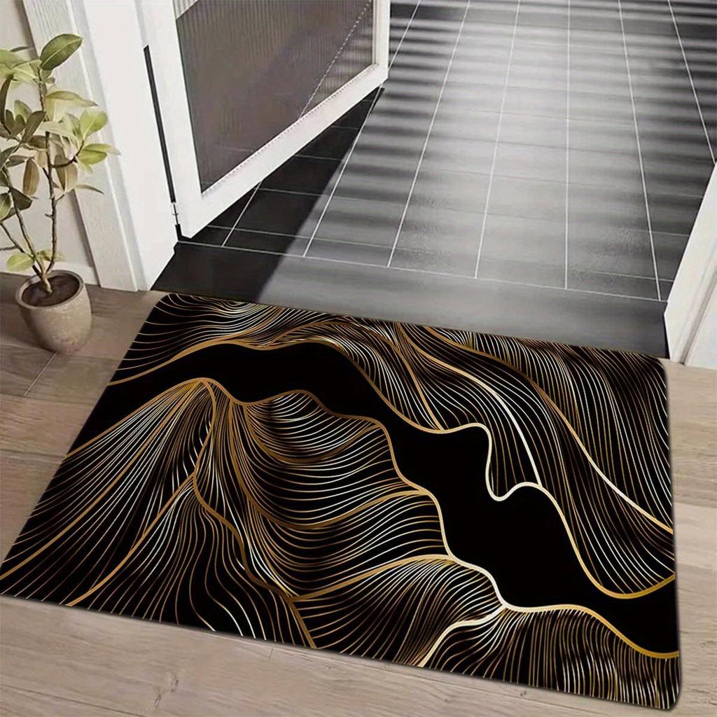 1Pcs Anti Fatigue Kitchen Rugs,  Golden Geometric Print Waterproof Non-Slip Thick Cushioned Kitchen Mat Heavy Duty Comfort Standing Mat for Kitchen
