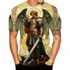 Mens 3d Angel Warrior Graphic T Shirt Golden Sword Design 3D Printed Tshirt For Men Clothes Wing Ornate Border Unisex Tee Tops