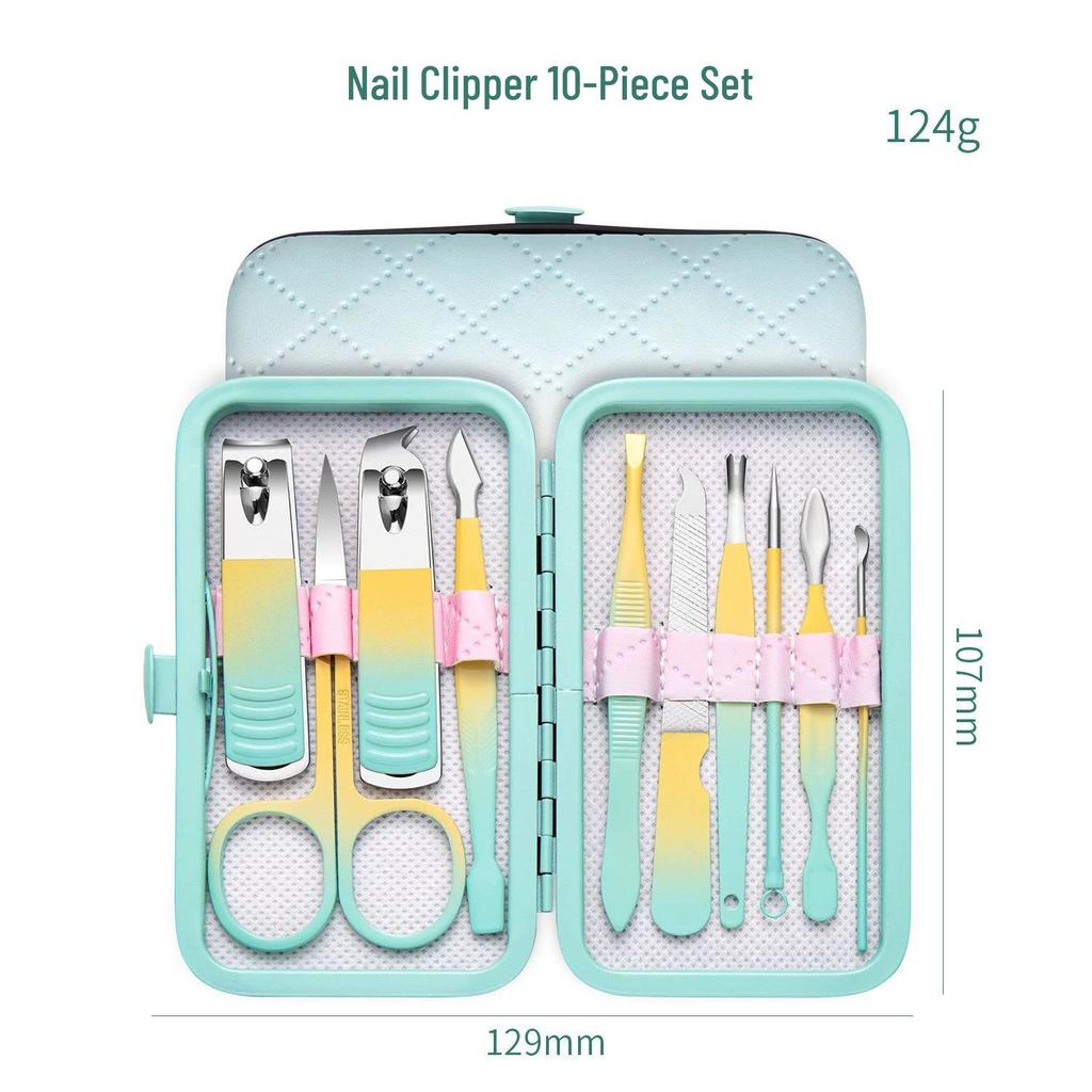 18-Piece Gradient Stainless Steel Nail Clipper & Pedicure Set with Eyebrow Scissors