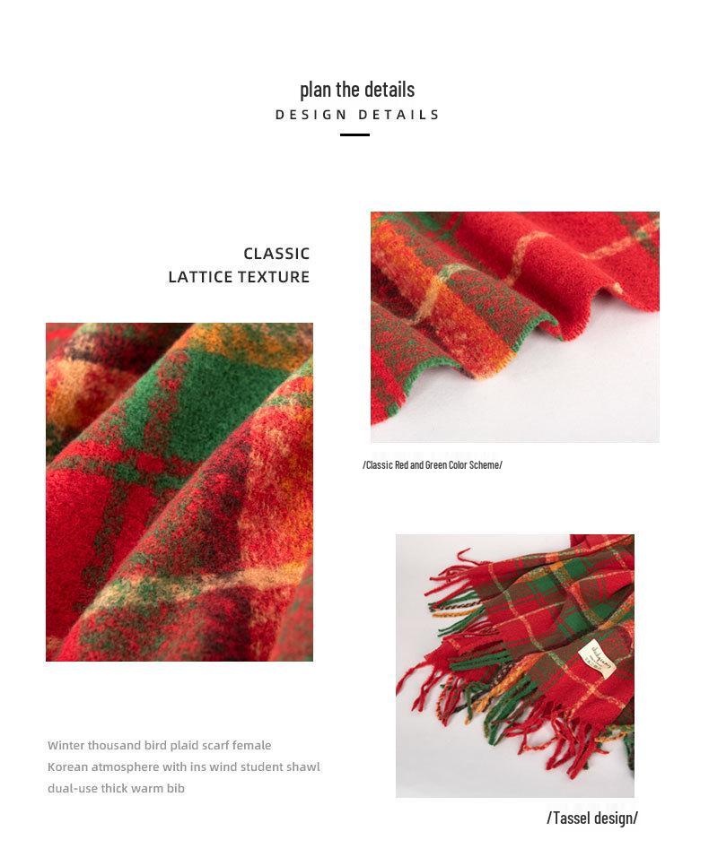 Women's High-End Windproof Plaid Scarf - Warm Imitation Cashmere Shawl for Autumn & Winter
