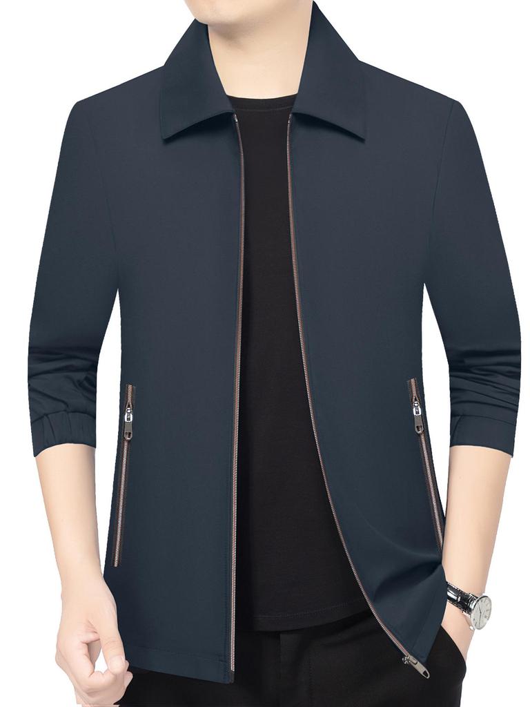 Men's 2026 Spring Fashion Business Casual Lapel Jacket - Versatile Solid Color Outerwear
