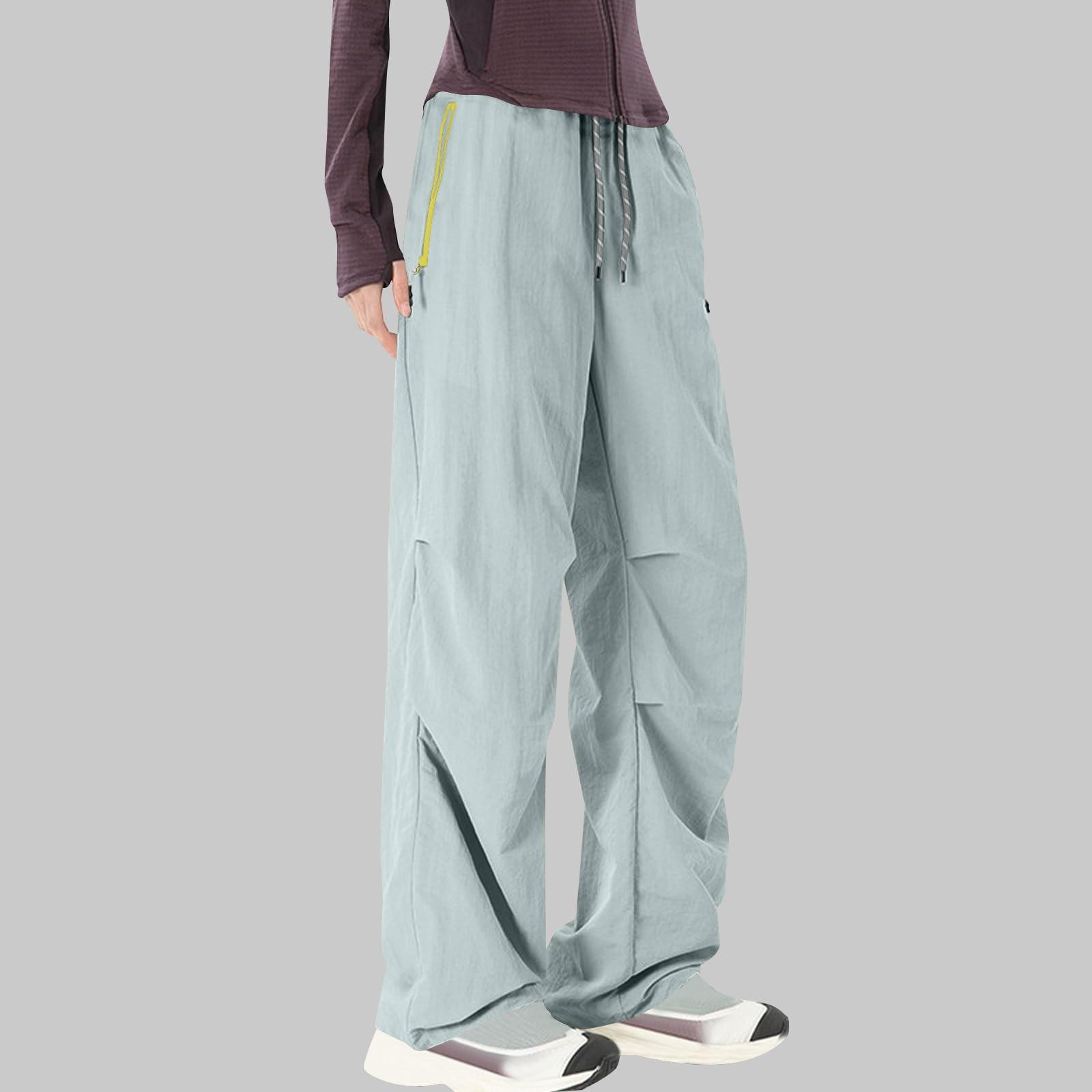 

Женские водонепроницаемые быстросохнущие брюки парашютисты, брюки с широкими штанинами, однотонные повседневные спортивные брюки M светло-синий