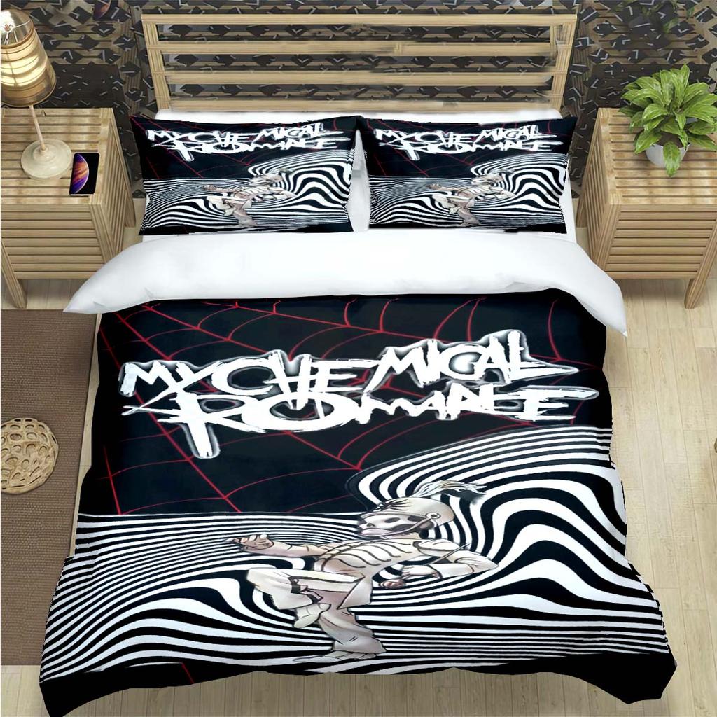 M-Mikey Way-My Chemical Romance Stampe Set Biancheria da Letto Set Articoli per il Letto Set Piumone Adolescenti Ragazze Cartoni Animati Twin Singolo Regalo per Bambino