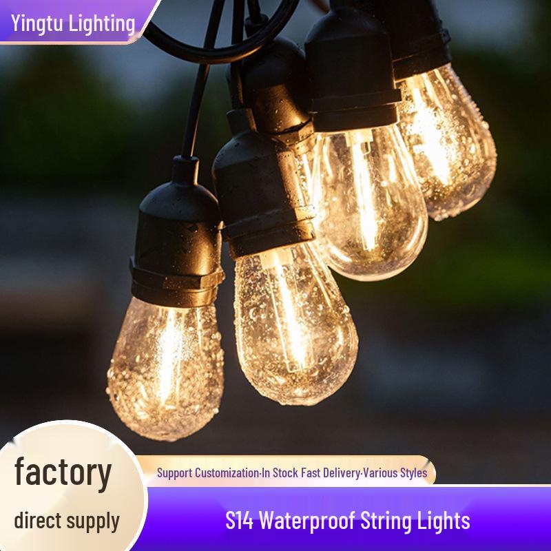 

10m Low Voltage S14 Solar String Lights for Outdoor Décor and Camping 5m 10 bulbs - 220V
