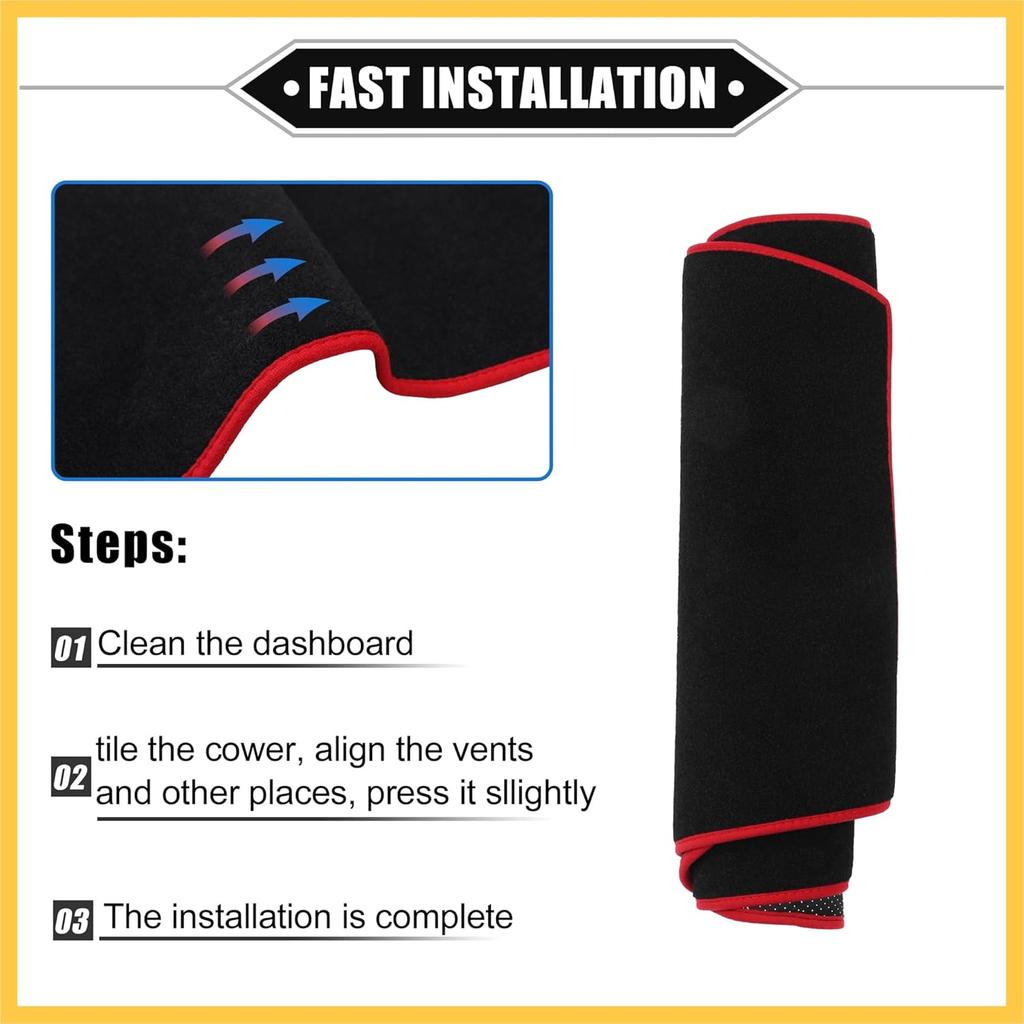 Dashboard Cover Compatible for Ford Edge 2011-2014, Nonslip Polyester Red Dash Cover Mat Dash Board Protector Cover Auto Replacement Parts